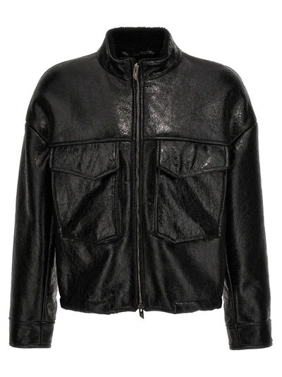 Salvatore Santoro Craclè Leather Jacket Casual Jackets, Parka Black