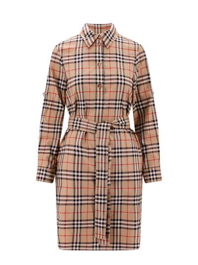Burberry Vintage Check Stretch-cotton Shirt Dress In Beige