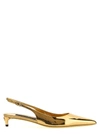 Dolce & Gabbana Gold Pointed Slingback With Kitten Heel In Mirrored Leather Woman