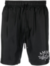 Amiri Logo-print Silk Shorts In Nero