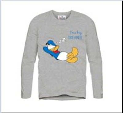 Mc2 Saint Barth Kids' Grey Pajama T-shirt For Boy With Donald Duck Print