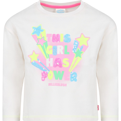 Billieblush Kids' Ivory T-shirt For Girl With Writing