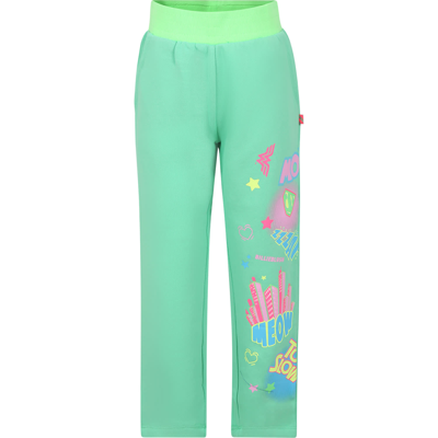 Billieblush Kids' Green Trousers For Girl With Logo