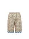 VERSACE SILK BERMUDA SHORTS WITH ALL-OVER LOGO