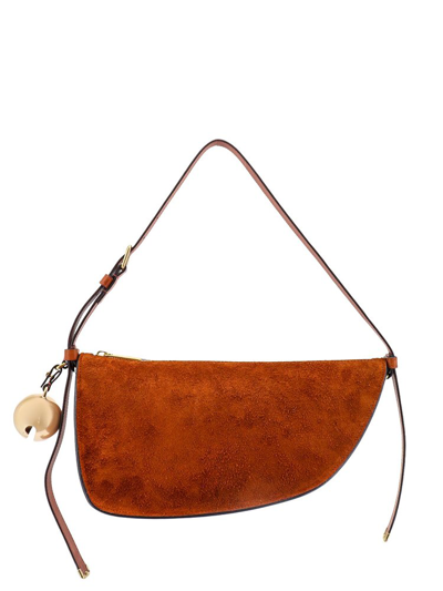 Burberry Shield Sling Sue Shoulder Bag In Brown
