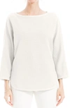 Max Studio Boat Neck Dolman Sleeve Waffle Knit Top In Ivory