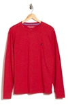 Nautica Mens Crewneck Long-sleeve T-shirt In L Red