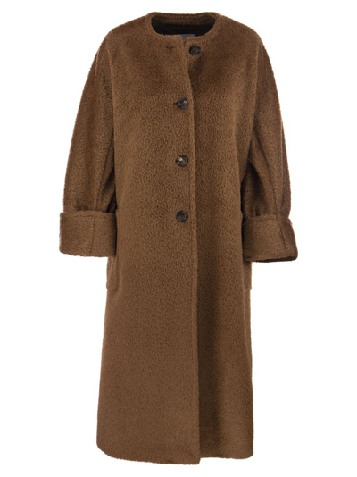 Max Mara Hudson Oversized Alpaca-wool Teddy Cloak Coat In Tobacco
