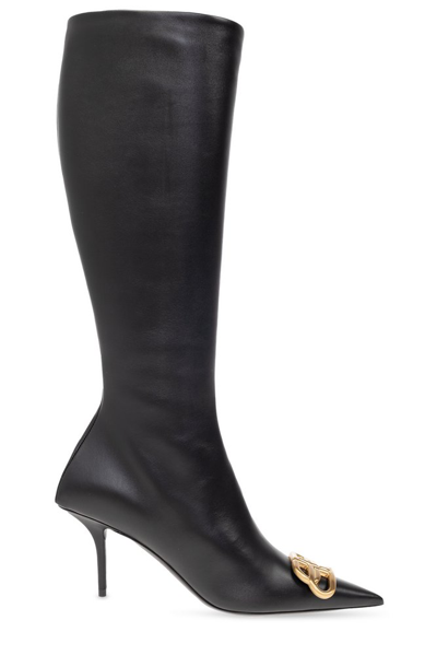 Balenciaga Knife 80mm Leather Boots In Black