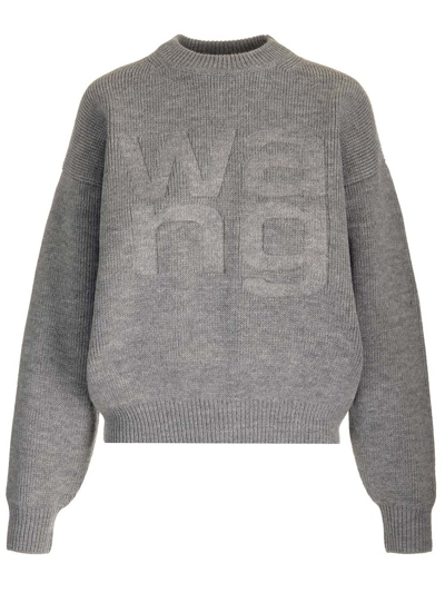 Alexander Wang Logo Detailed Knit Sweater In Grey