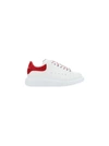 Alexander Mcqueen Suede-trimmed Leather Exaggerated-sole Sneakers In White/cherry