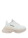 Balenciaga Triple S Clear Sole Logo-embroidered Faux Leather And Mesh Sneakers In White