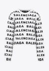 Balenciaga Allover Logo Crop Wool Blend Sweater In Monochrome