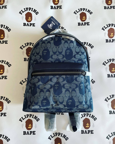 Pre-owned Bape X Coach Backpack In Navy