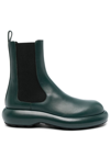 JIL SANDER GREEN LEATHER ANKLE BOOTS