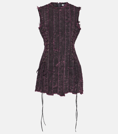 Acne Studios Denim Minidress In Burgundy | ModeSens