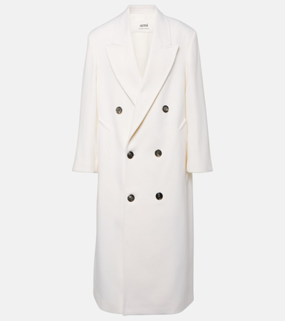 Ami Alexandre Mattiussi Double-breasted Wool-blend Overcoat In White