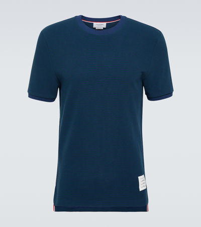 Thom Browne Striped Cotton Jersey T-shirt In Blue