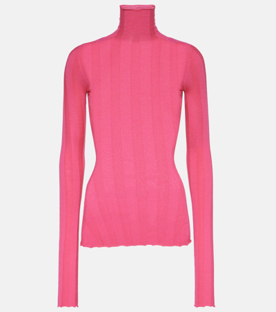 Sportmax Turtleneck Wool-blend Sweater In Pink