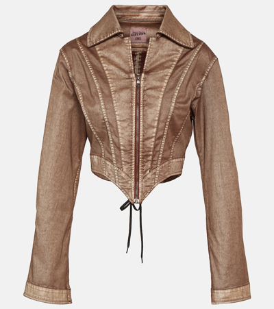 Jean Paul Gaultier Brown Knwls Edition Jacket In 6003 Brwn/ecru