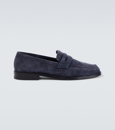Manolo Blahnik Perry Leather Penny Loafers In Blue