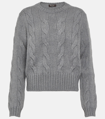 Loro Piana Cable-knit Cashmere Sweater In Grey