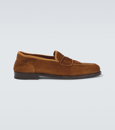 John Lobb Bath Suede Loafers In Brown