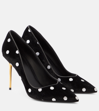 BALMAIN RUBY POLKA-DOT VELVET PUMPS