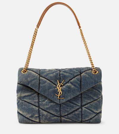 Saint Laurent Puffer Medium Shoulder Bag In Blue