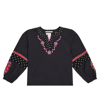Scotch & Soda Embroidered Cotton Top In Blue