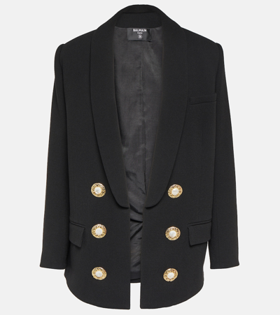 Balmain Embellished Virgin Wool Jacket In Black