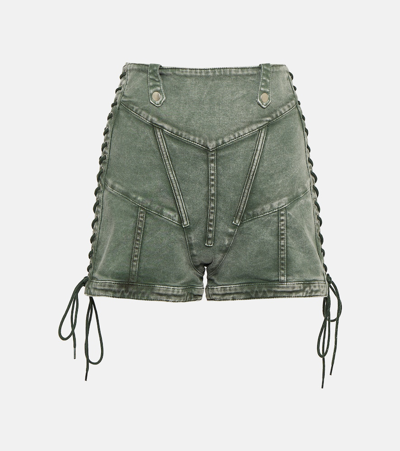 Jean Paul Gaultier Denim Corset Shorts Woman Green In Cotton