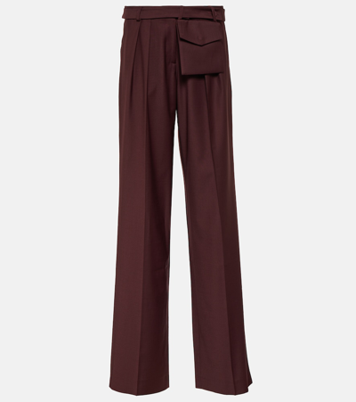 Aya Muse Sylvia Mid-rise Straight Wool Pants In Burgundy