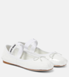 Miu Miu Leather Mary Jane Ballerina Flats In White