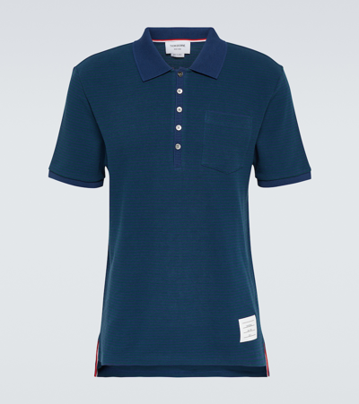 Thom Browne Cotton Polo Shirt In Blue