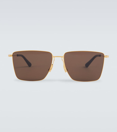 Bottega Veneta Ultrathin Rectangular Sunglasses In Brown