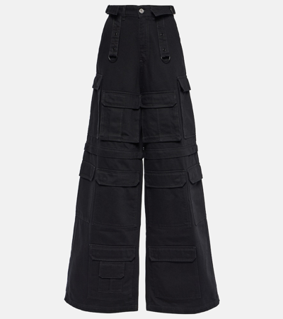Vetements Wide-leg Cotton Cargo Jeans In Black