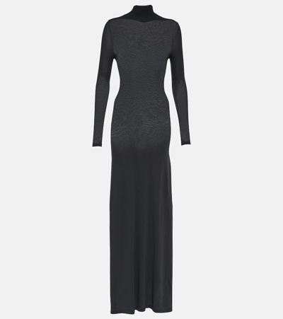 Balenciaga Ribbed Knit Cover-up Dress In Black