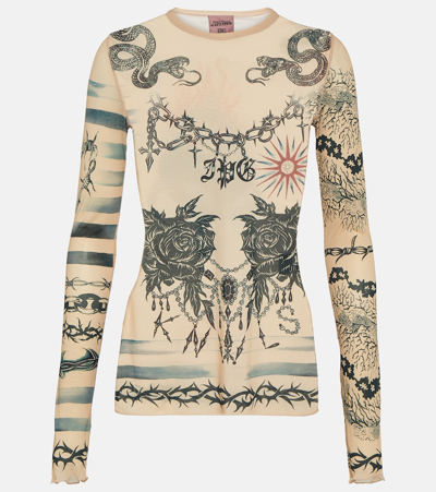 Jean Paul Gaultier X Knwls Printed Stretch-jersey Top In Multicolor