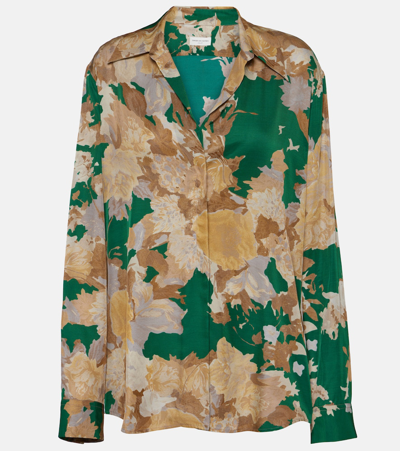 Dries Van Noten Celindas Floral Silk Blouse In Emerald