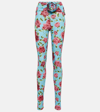 Magda Butrym Floral-appliqué Printed Leggings In Blue