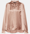 Max Mara Pleat-detail Silk Satin Blouse In Pink