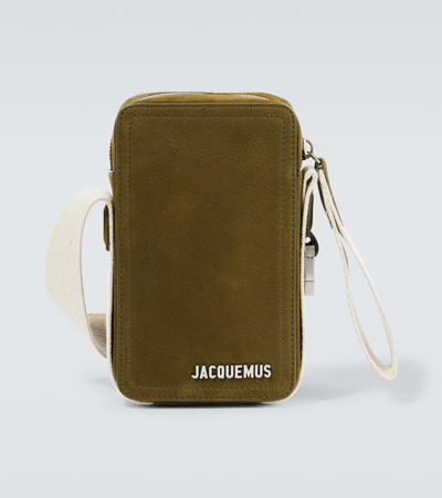 Jacquemus Dark Khaki Le Cuerda Vertical Brand-plaque Leather Cross-body Bag