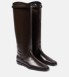 Totême Leather Riding Boots Coffee In Brown