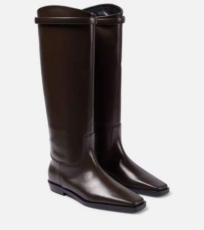 Totême Leather Riding Boots Coffee