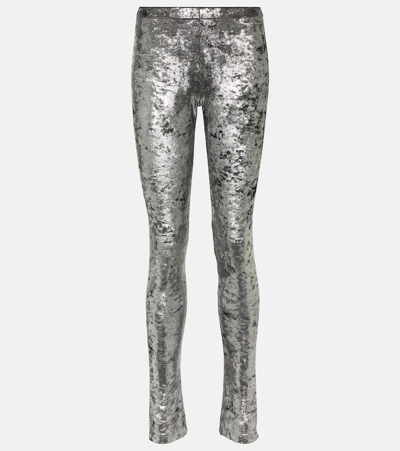 Junya Watanabe Lame Leggings In Silver