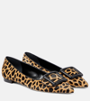 Manolo Blahnik 10mm Maysale Ponyskin Flats In Brown