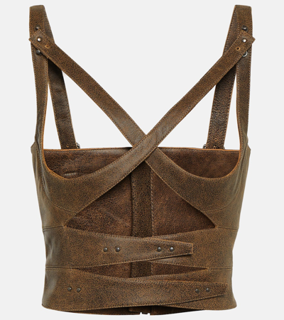 Jean Paul Gaultier Brown Knwls Edition Leather Tank Top
