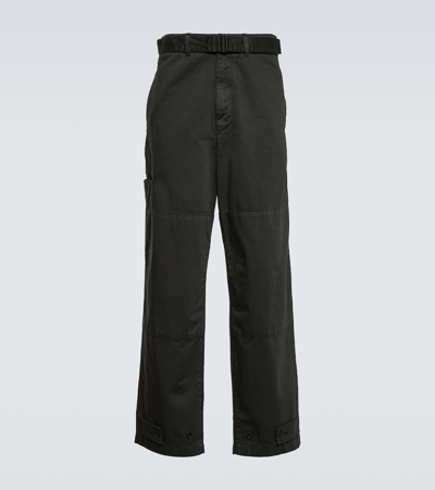 Lemaire Cotton Satin Pants In Midnight Green