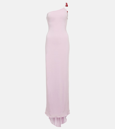 Magda Butrym One-shoulder Rosette-appliqué Maxi Dress In Pink